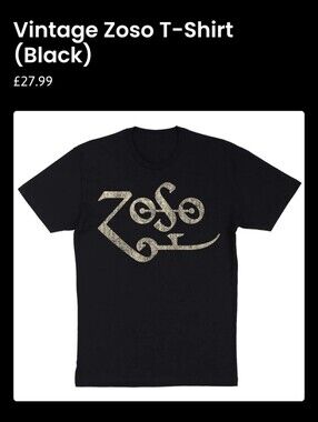 Vintage Zoso T-shirt by Jimmy Page, NEW